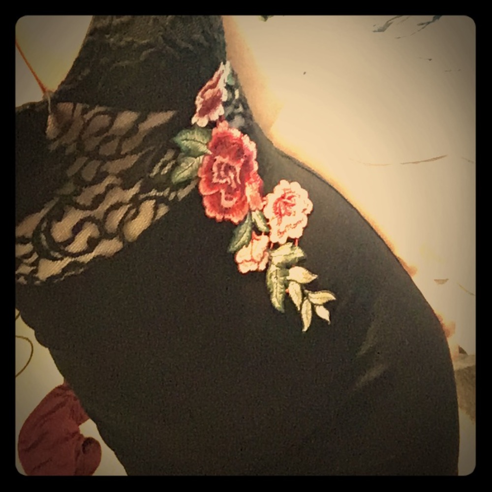 Black dress with flower decal
